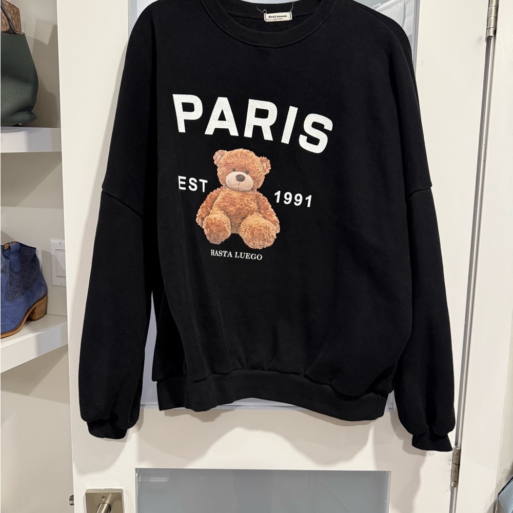Simons Special Edition Black Crew Neck Sweater with Teddy Bear Design